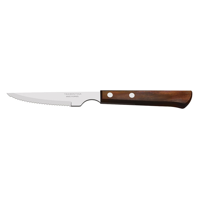 Medium Serrated Edge Steak Knife Polywood (Brown), 12 Pieces
