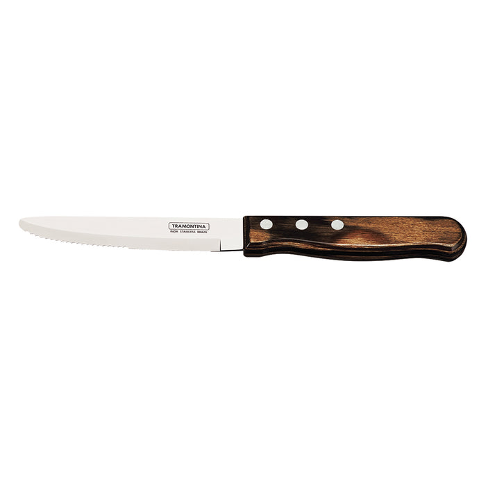 Jumbo Rounded Tip Steak Knife Polywood (Brown), 12 Pieces