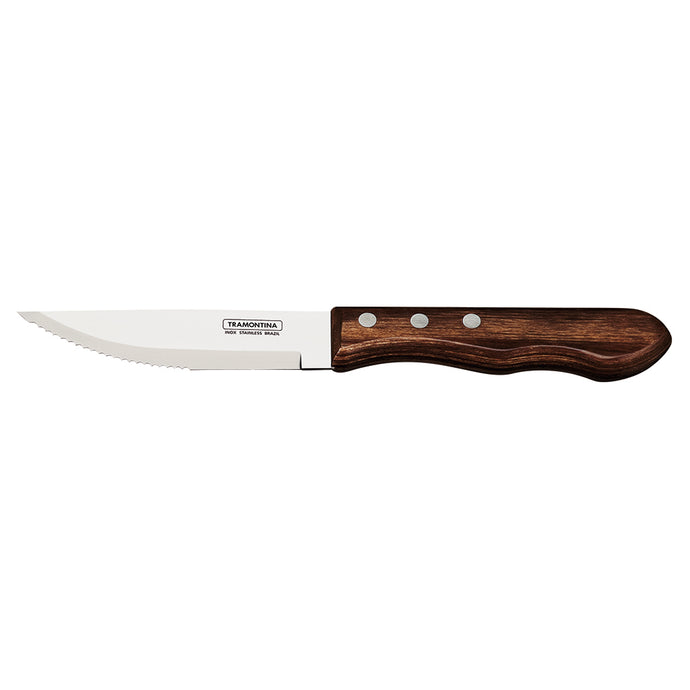 Jumbo Pointed Tip Steak Knife Polywood (Brown), 12 Pieces
