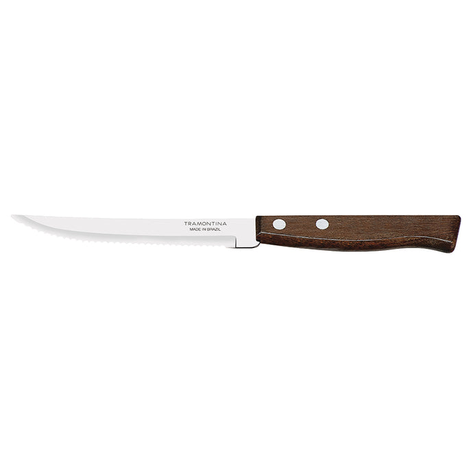 Pointed Tip Steak Knives Natural Wood, 12 Peices
