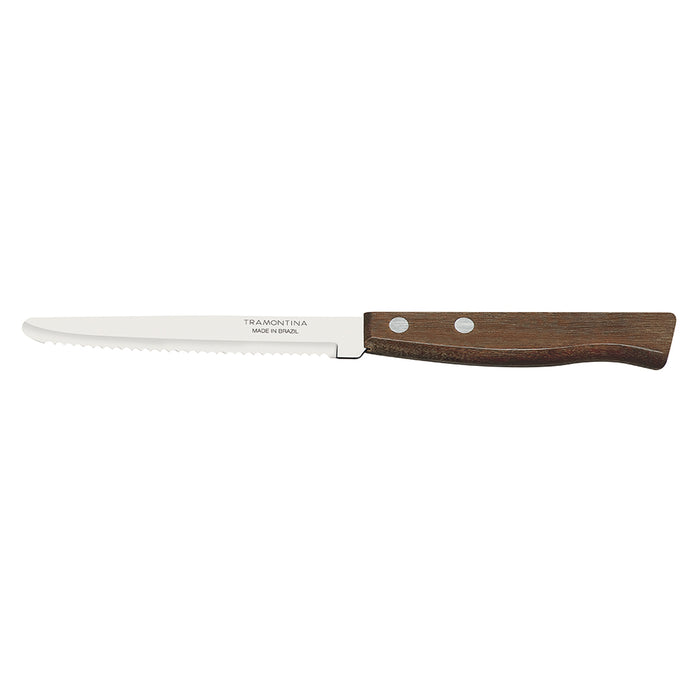 Rounded Tip Steak Knives Natural Wood, 12 Pieces