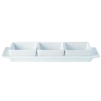 Porcelite Vitrified Hotelware. Creations Square Set of Three Bowls & Tray