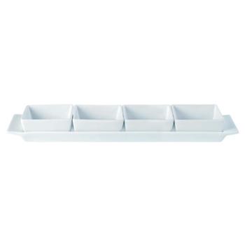 Porcelite Vitrified Hotelware. Creations Square Set of Four Bowls & Tray