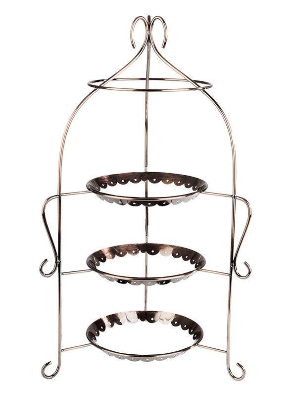 Afternoon Tea. 3 Tier Antique Copper Serving Stand