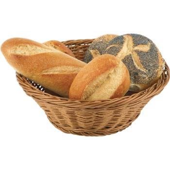 Round Poly Rattan Bread Basket Brown