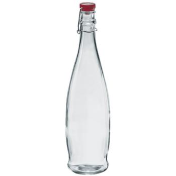 Bottles by Borgonovo, Large Red Lid Glass Bottle
